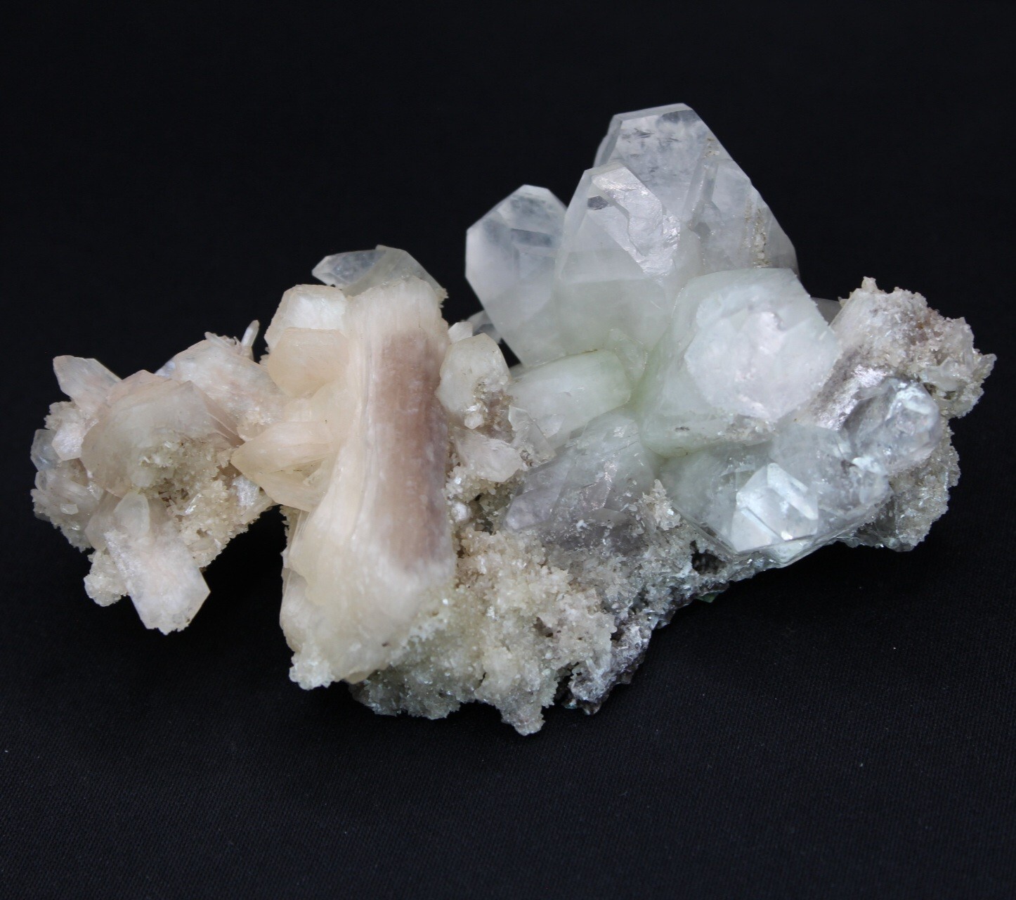 INCREDIBLE Green Apophyllite Stilbite Display Matrix Crystal Rock Mineral 167g