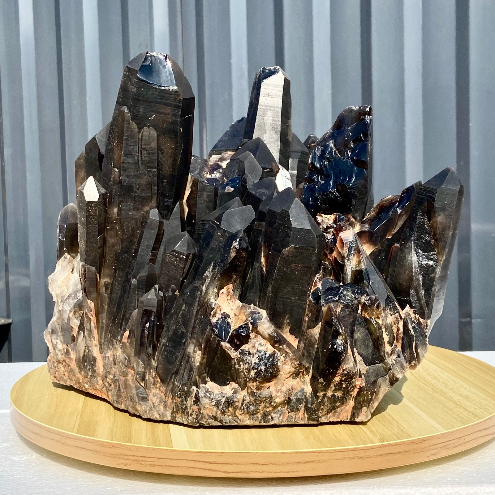 48LB  Large Natural Smoky Black Quartz Cluster Crystal raw Specimen Healing