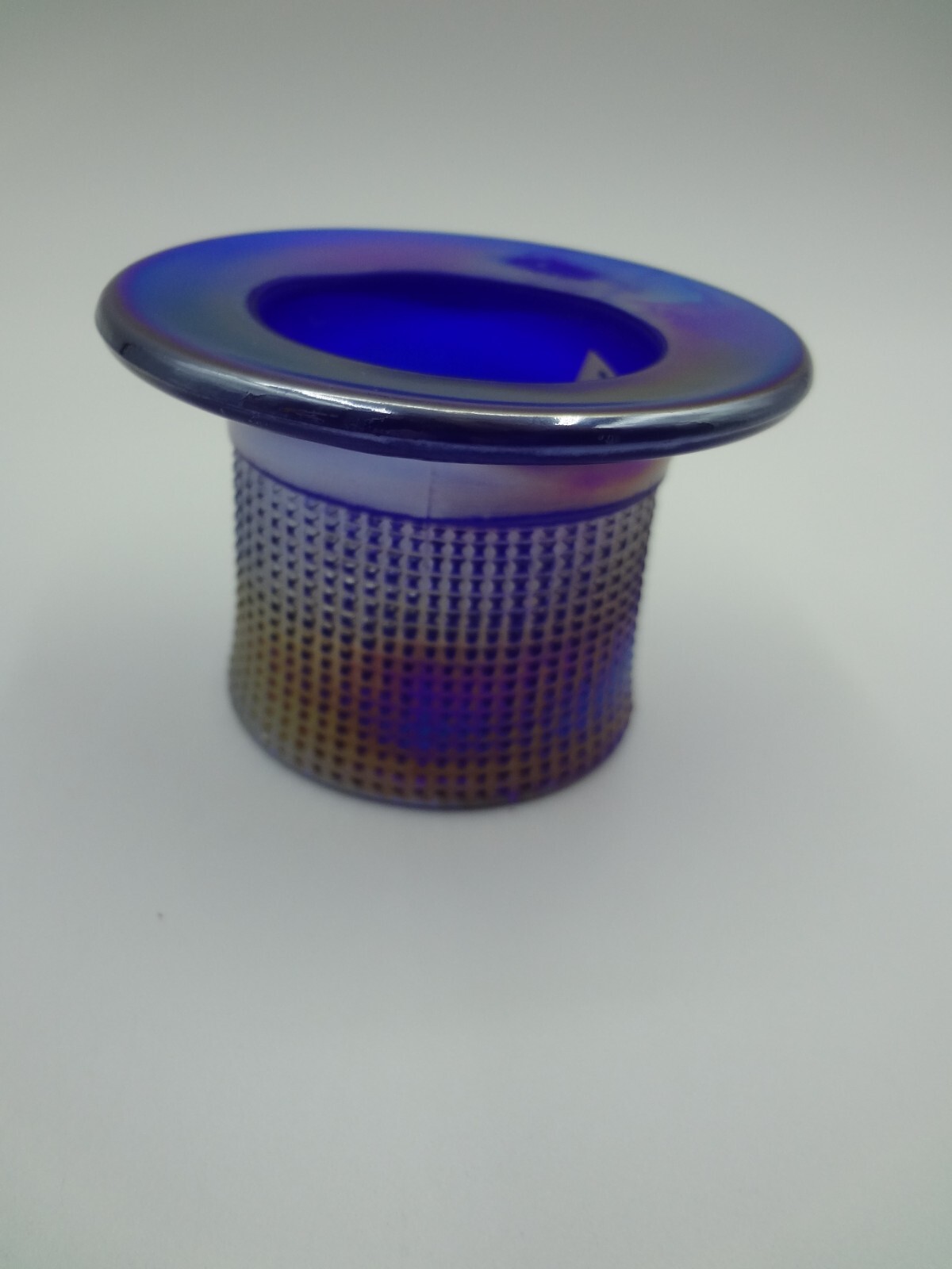 Imperial Glass Cobalt Blue Carnival Glass Top Hat Toothpick Holder Vintage