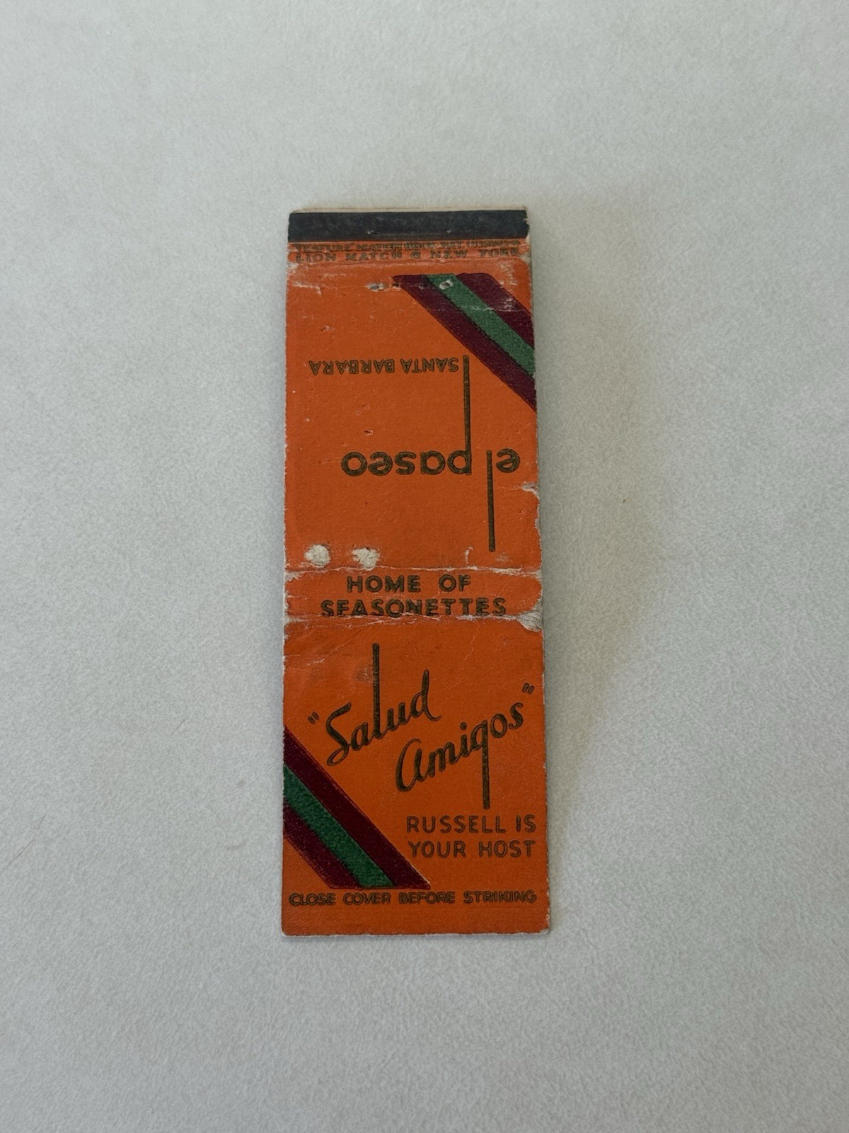 Salud Amigos El Paseo Santa Barbara California Matchbook Cover 457 Salud Amigos El Paseo Santa Barbara California Matchbook Cover 457