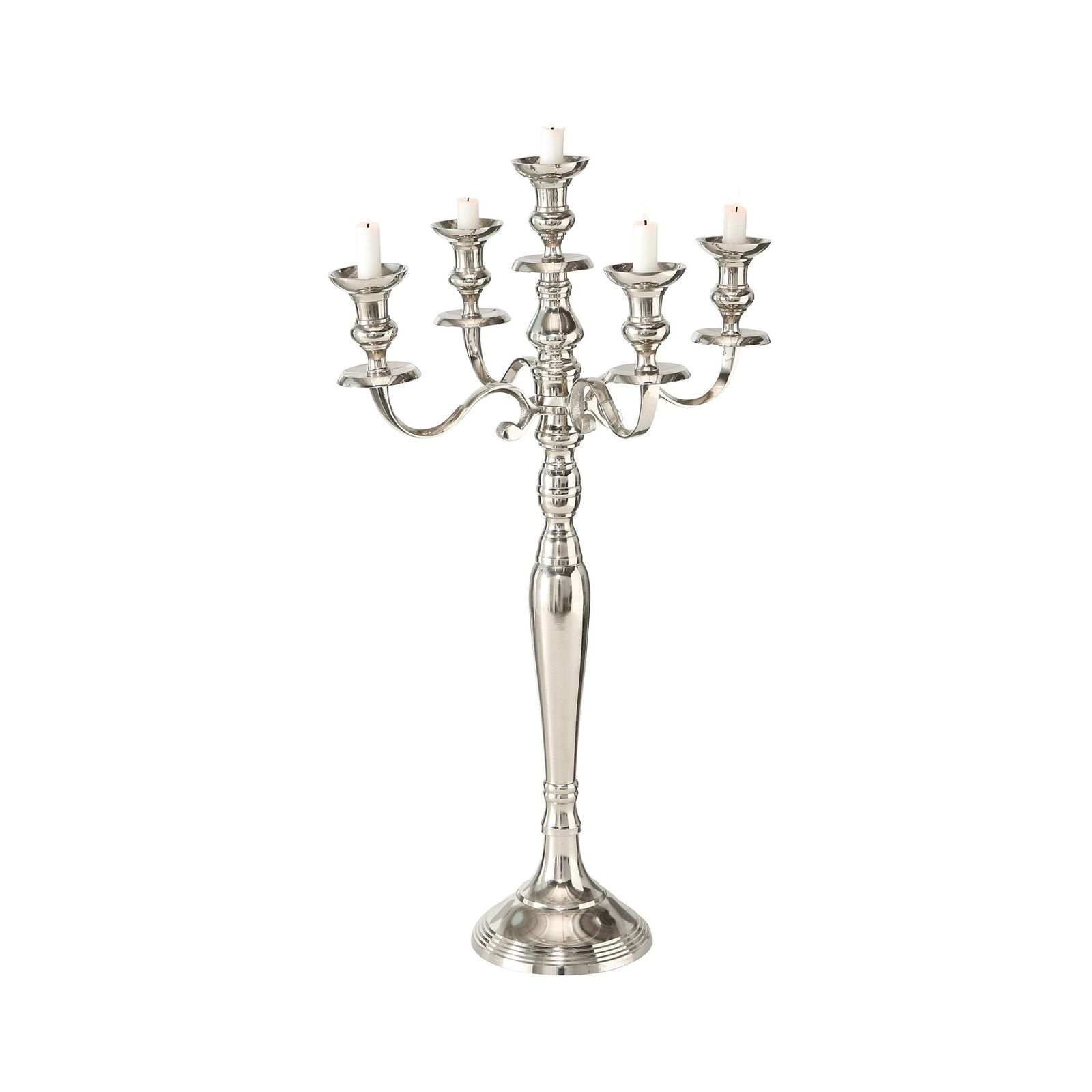 Hamptons Five Taper Candle Silver Candelabra, Hand Crafted of Silver Aluminum...