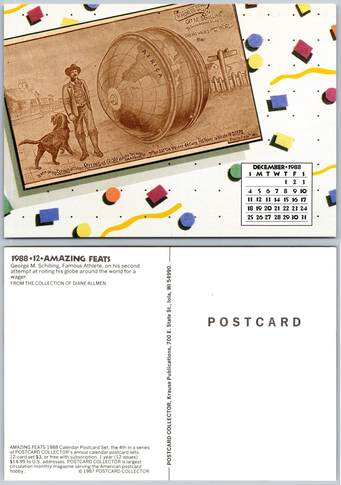 Continental George Schilling Globe Rolling Postcard