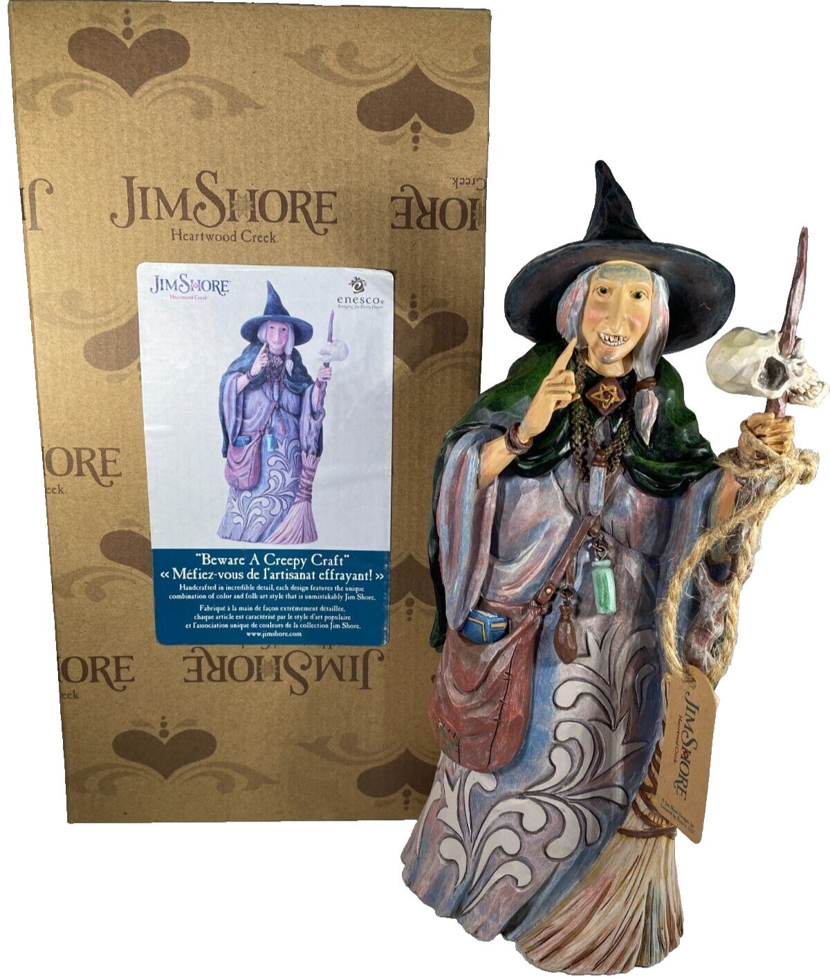 Jim Shore Heartwood Creek Witch with Broom & Skull Figurine 6009507 Enesco