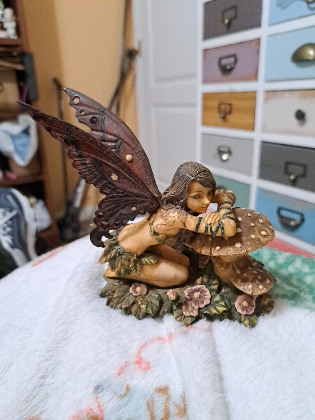 33.  Beautiful Fairy Leaning On A Toadstool Large Detailed Wings