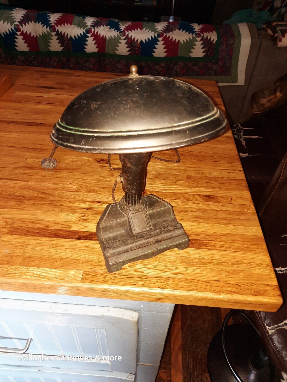 Rare ANTIQUE ELECTRIC DESK LAMP  JOS L SHOEMAKER CO Philadelphia Cast iron 