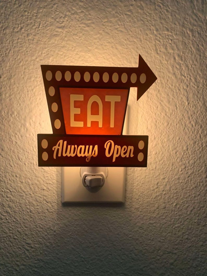 Mid Century Modern Diner Kitchen Night Light 3D Printed Retro Decor  US