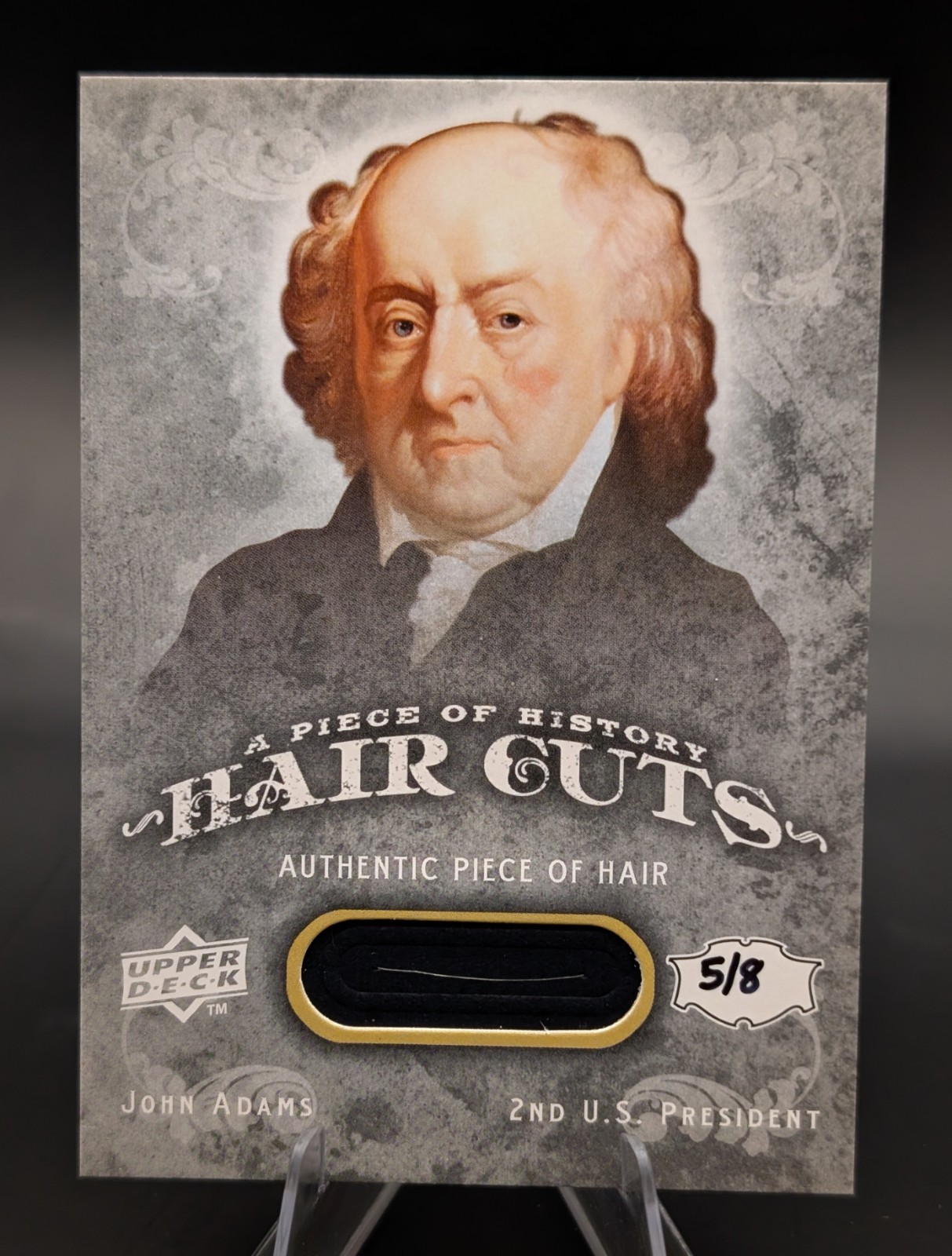 JOHN ADAMS - 09 UD Haircuts - Piece Of Hair - 2nd President POTUS- RARE 🔥🇺🇲