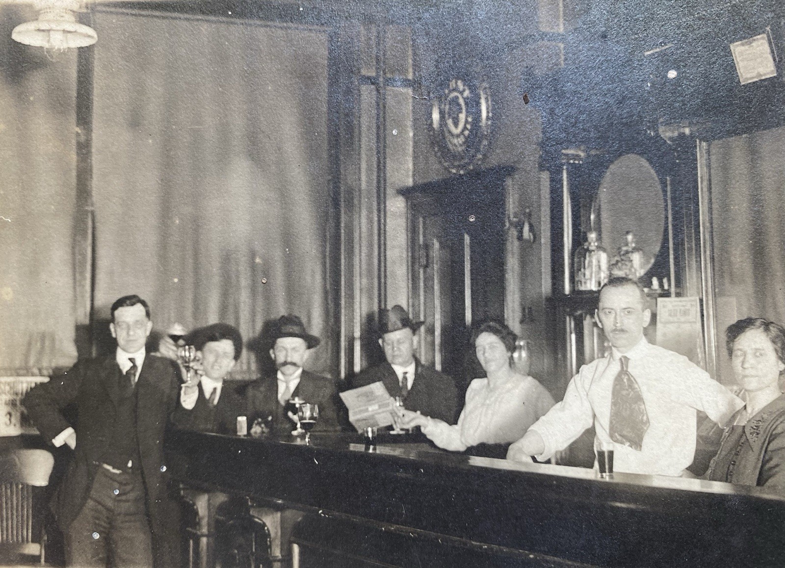 Antique Bar Saloon People Drinking Cigar Box Antique Vintage Photo