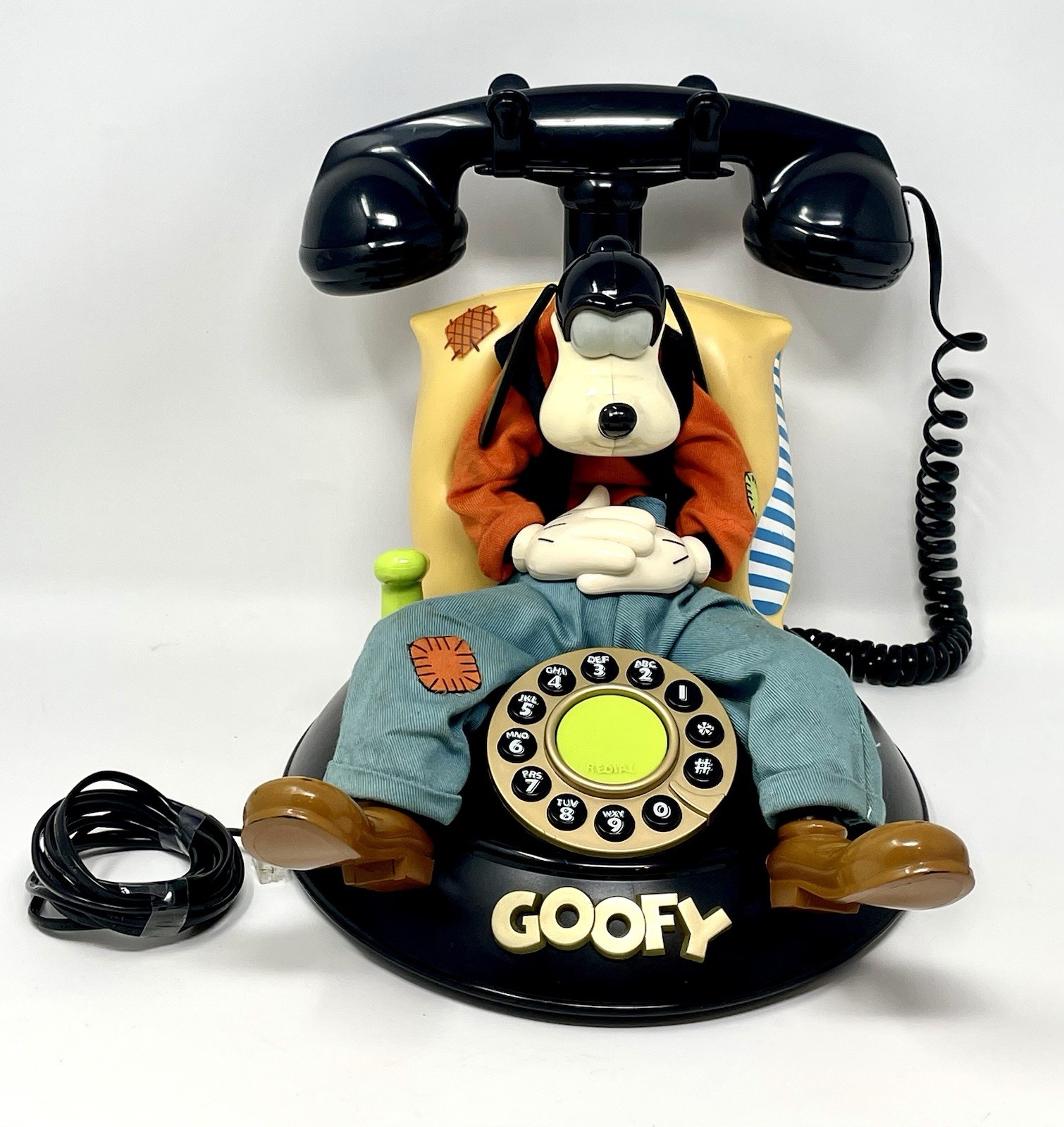 Vintage 90’s DISNEY Telemania GOOFY Rotary Style Landline Phone Complete + Works