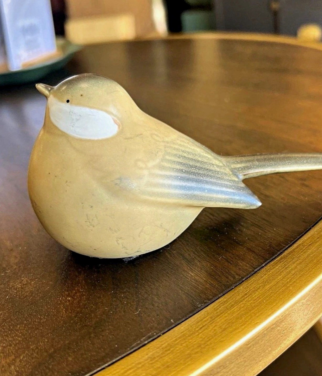 Glass Bird Figurine Matte Finish 3D Effect Beige Gray White Contemporary
