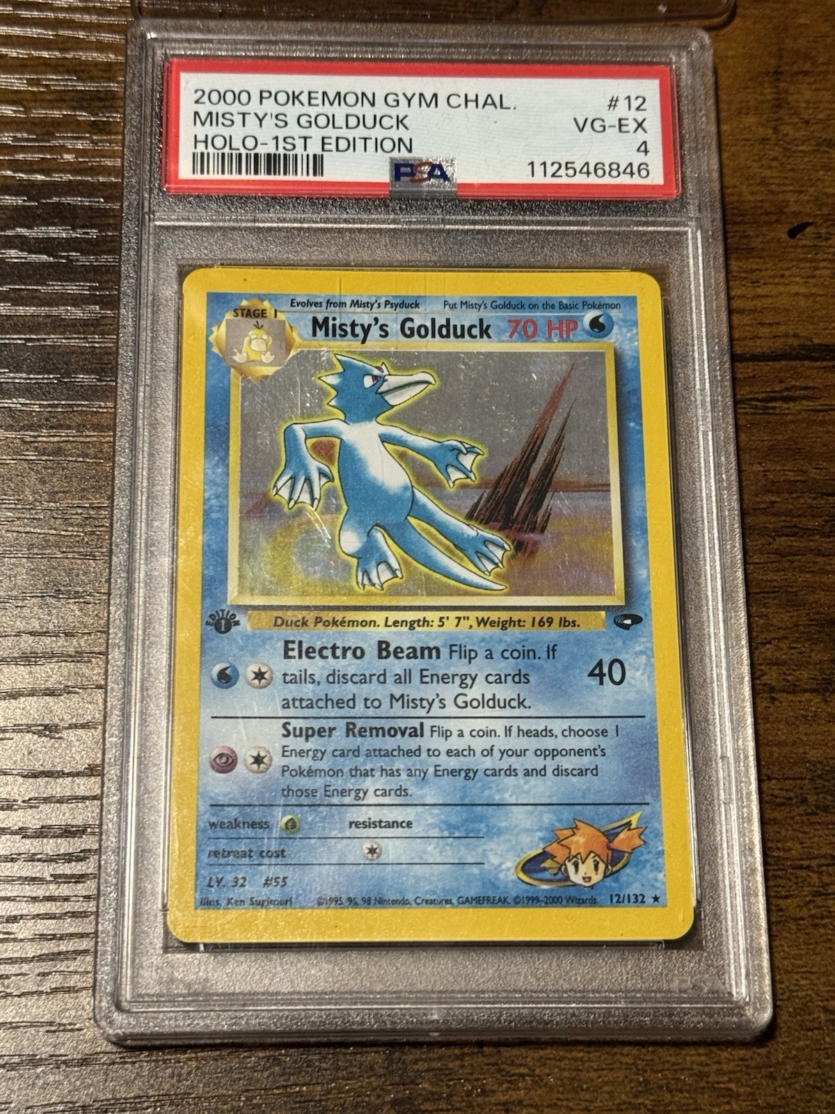 1st Edition Misty’s Golduck Psa 4 Gym Challenge 12/132 Holo Wotc Pokemon Slab
