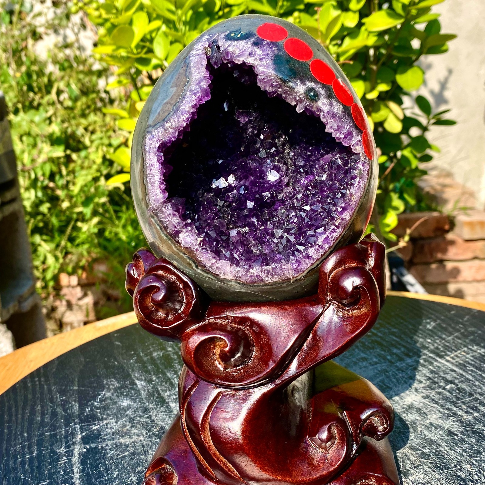 3.41LB Large Natural Amethyst geode quartz cluster crystal Egg specimen Healing