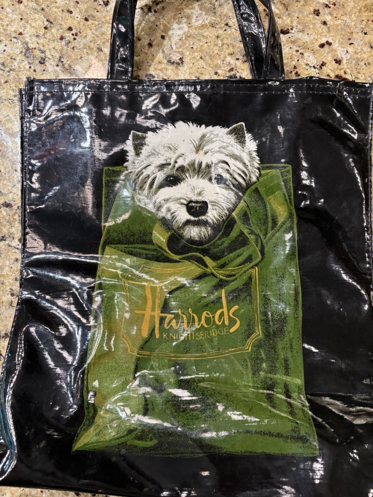 Harrods Westie Terrier Knightsbridge Black Tote Hand Bag