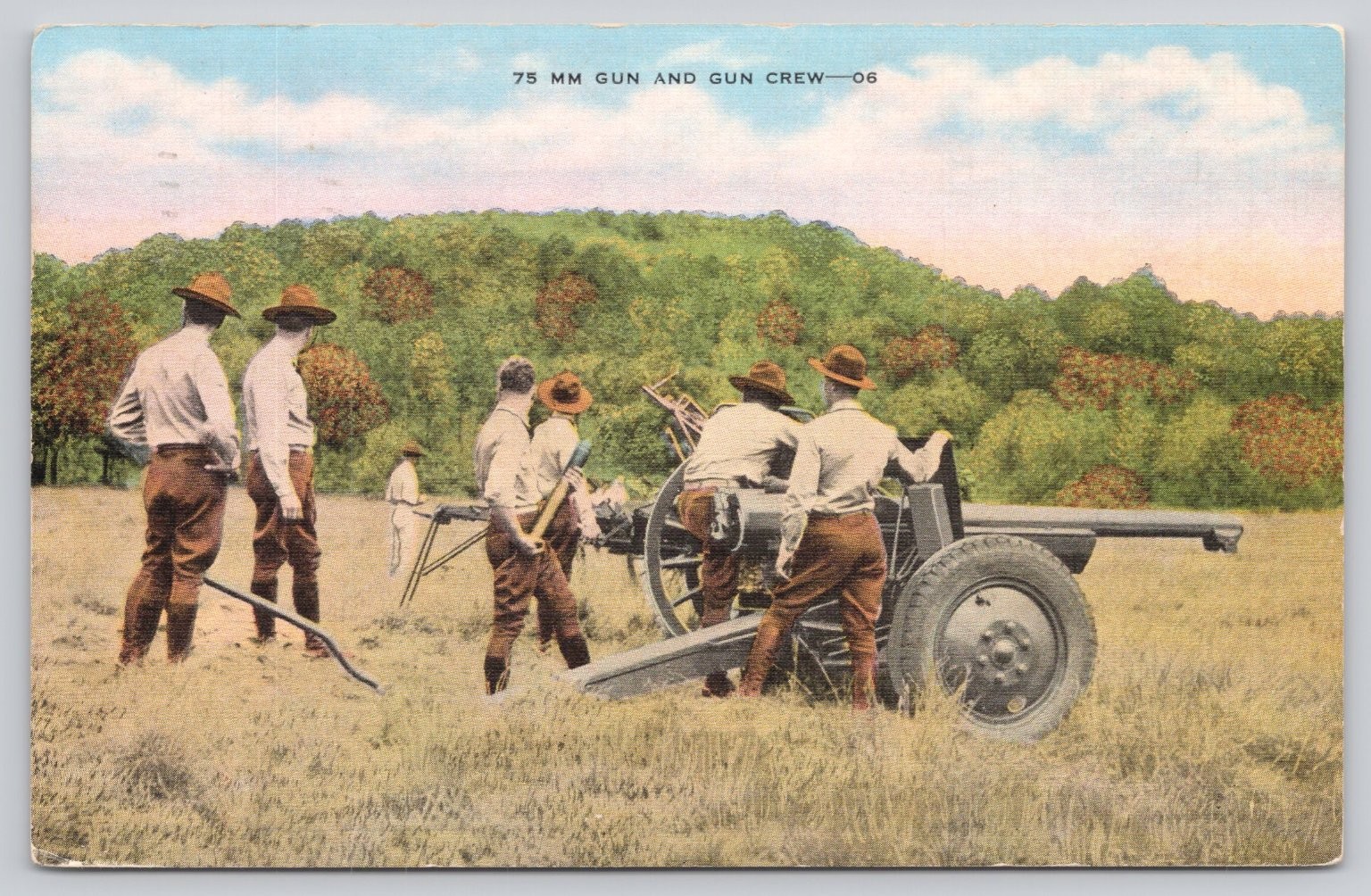 Wwii Era 75 MM Gun Crew Brainerd, Minnesota Military Training Postcard