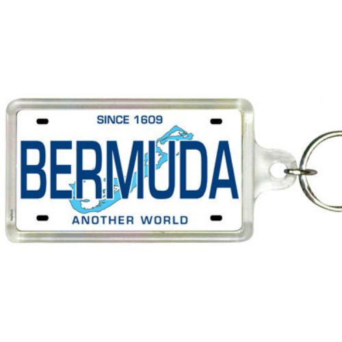 Bermuda Caribbean License Plate Acrylic Rectangular Souvenir Keychain 2.25\