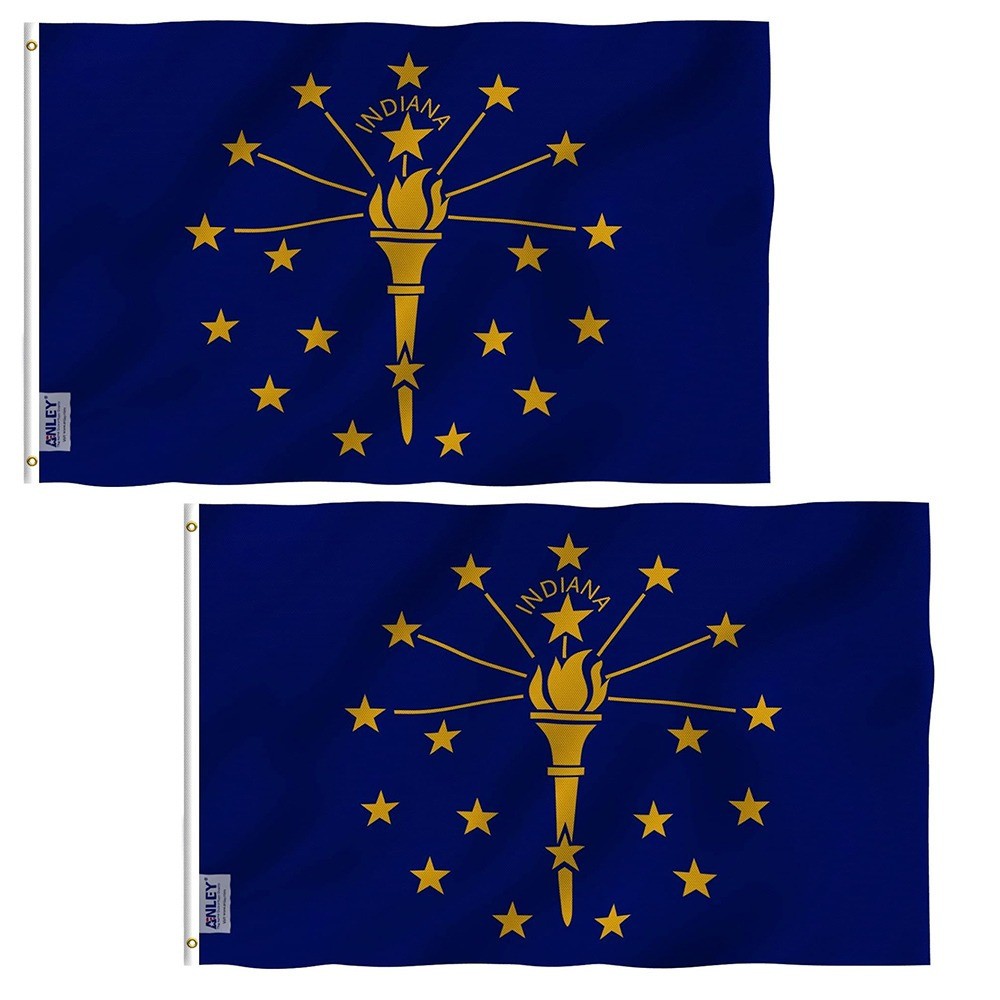 Anley 2 Pack Fly Breeze 3x5 Foot Indiana State Flag - Indiana in Flags Polyester