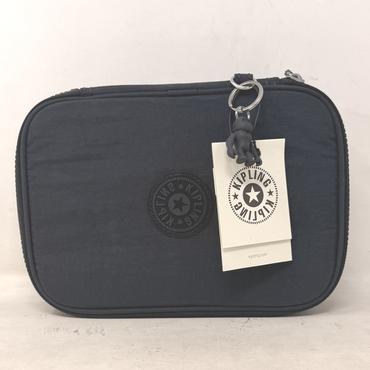 KIPLING 100 PENS CASE AC3657 R32 BLUE PRINTED ORGANIZER TRAVEL NEW