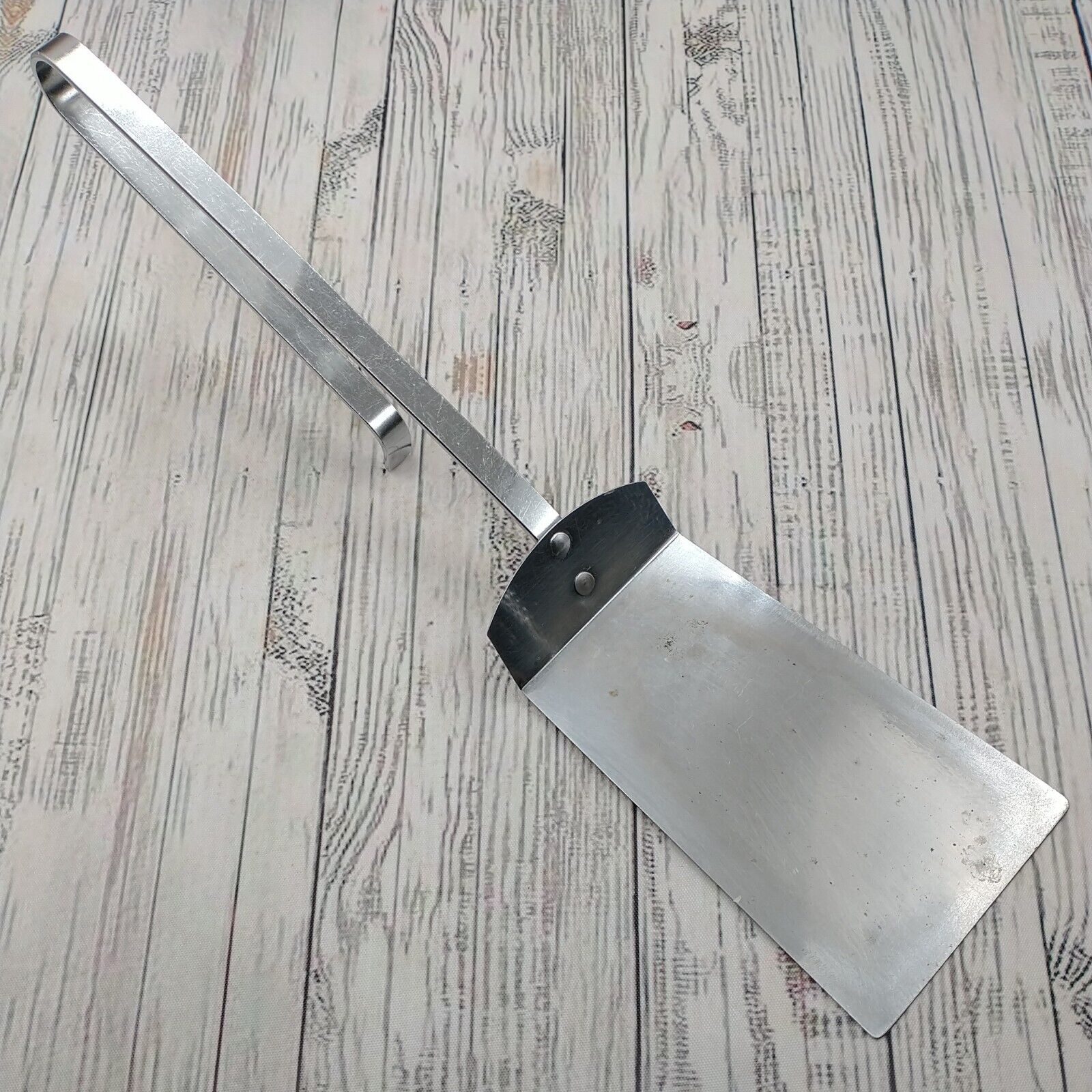 Vtg Androck Stainless All Metal Solid Spatula Unique Curved Handle Flipper Rare