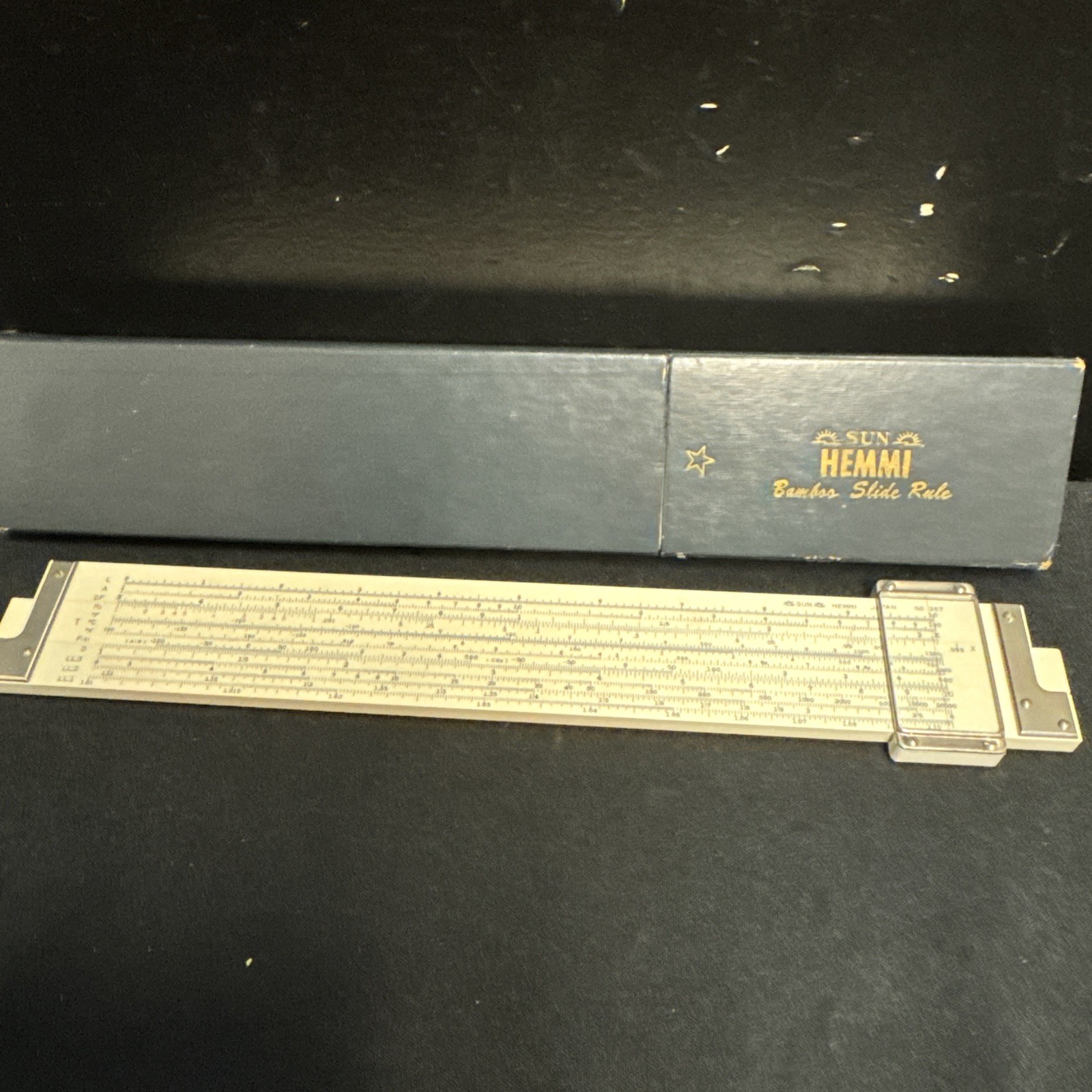 Vintage Made in Japan Sun Hemmi bamboo slide rule calculator 257