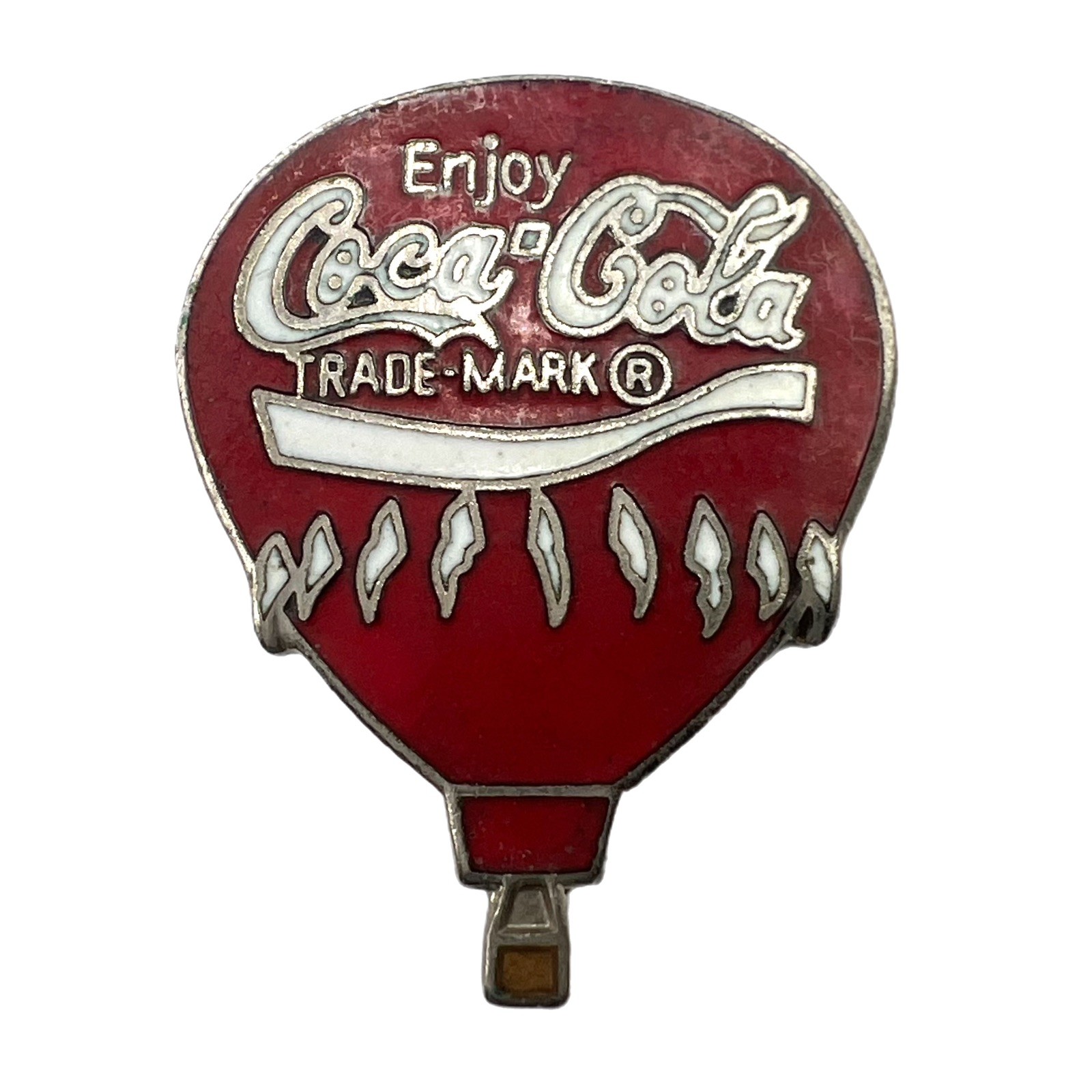 Vintage Enjoy Coca-Cola Coke Red Hot Air Balloon Lapel Hat Pin