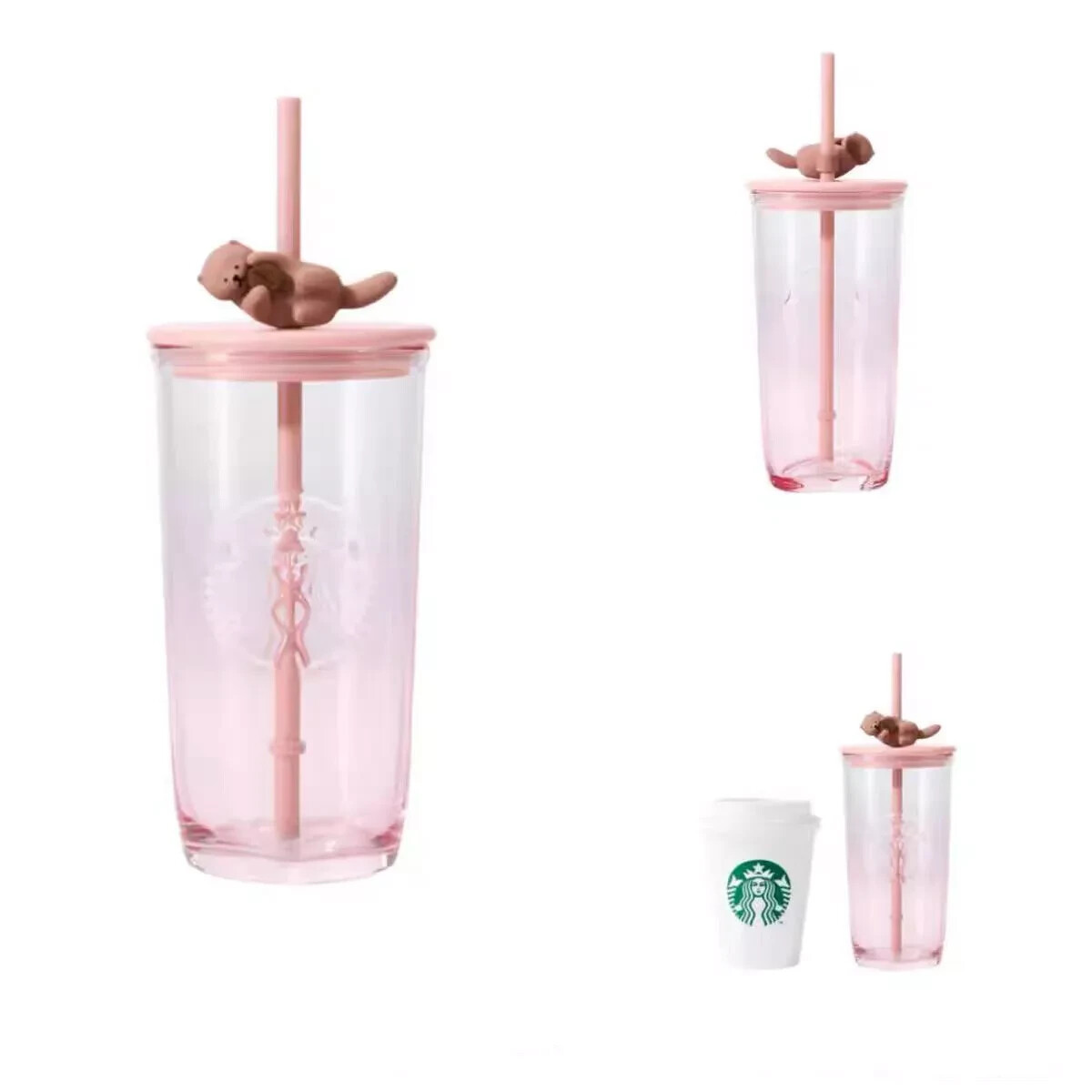 New 2025 Starbucks Valentine\'s Day otter Love Glass Tumbler 500ml