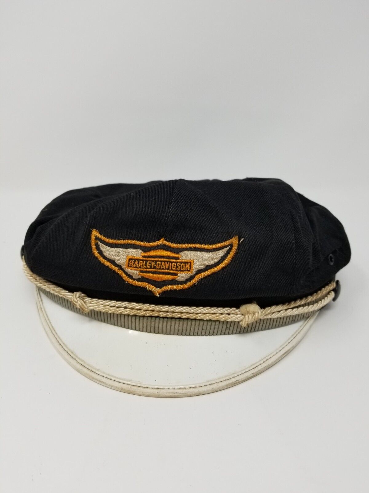 VTG 40s 50 Harley Davidson Captain's Hat - Great Shape No Size - Silver Band