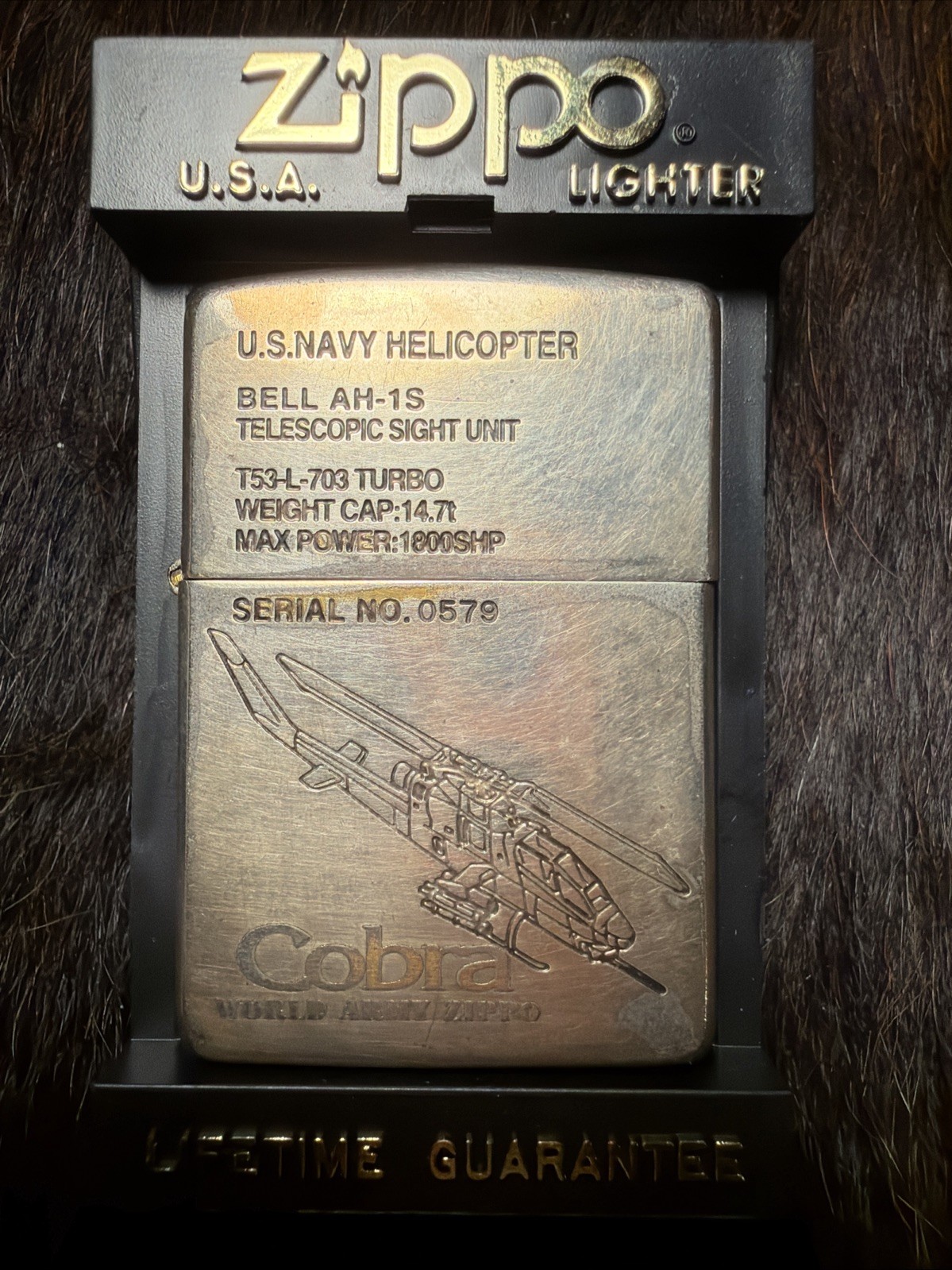 Zippo Cobra World Army  US Navy Helicopter 1994 limited Edition Serial No 0579