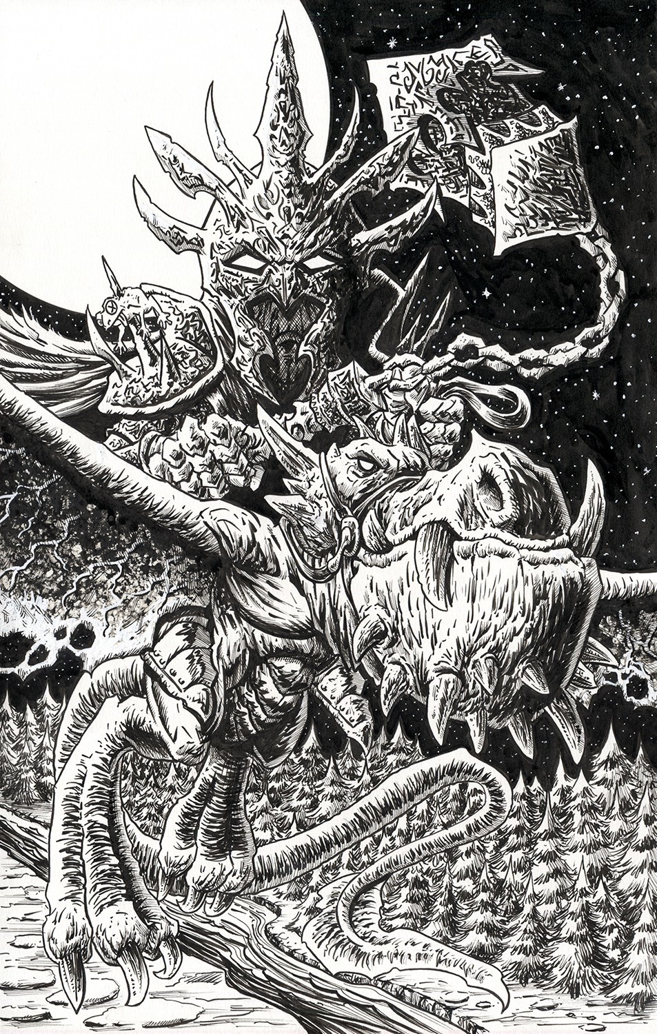 The Witch King of Angmar-LOTR-OOAK Original Cartoon Fantasy Drawing-Myke