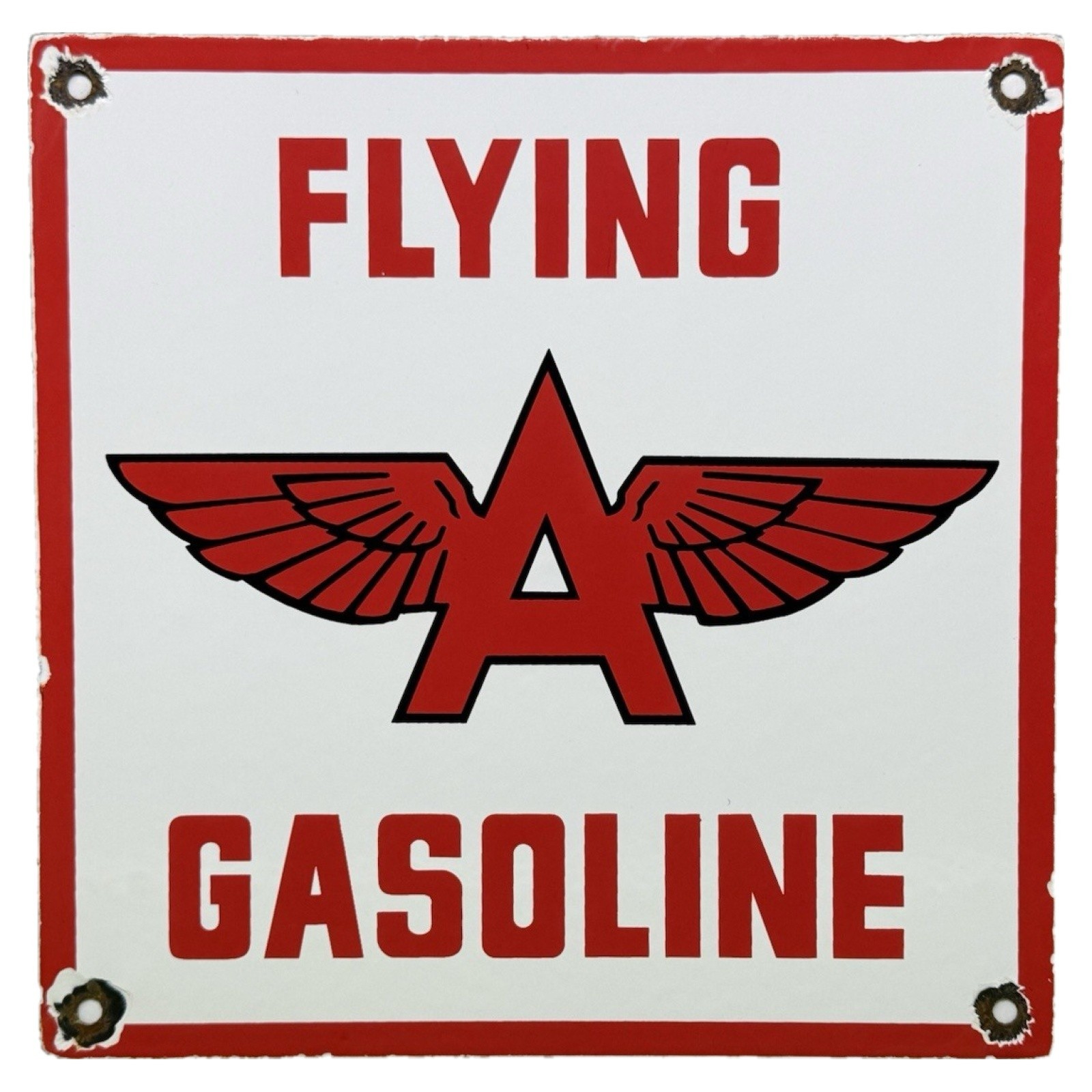 VINTAGE FLYING A GASOLINE PORCELAIN SIGN GAS STATION MOTOR OIL WINGED A GARAGE