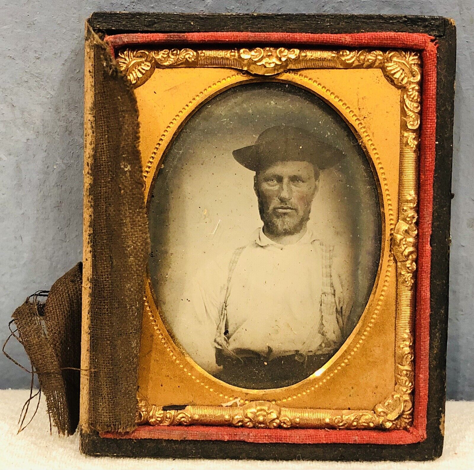 WoW 1850s California 49ers Gold Rush Miner Prospector Panner Ambrotype Photo