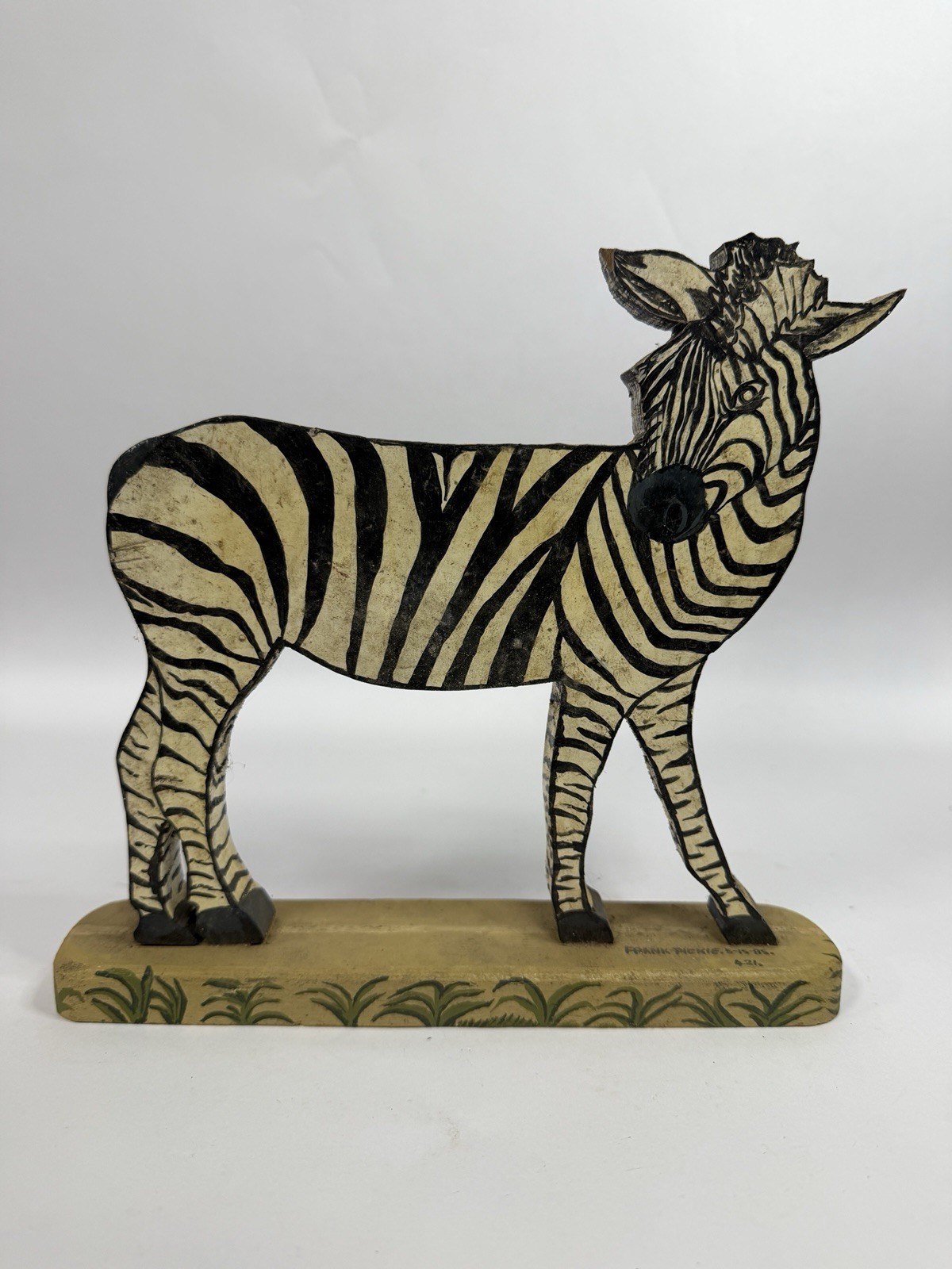 Frank Pickle Georgia Outsider Folk Art - Carved Painted Wooden Zebra 1985 C10