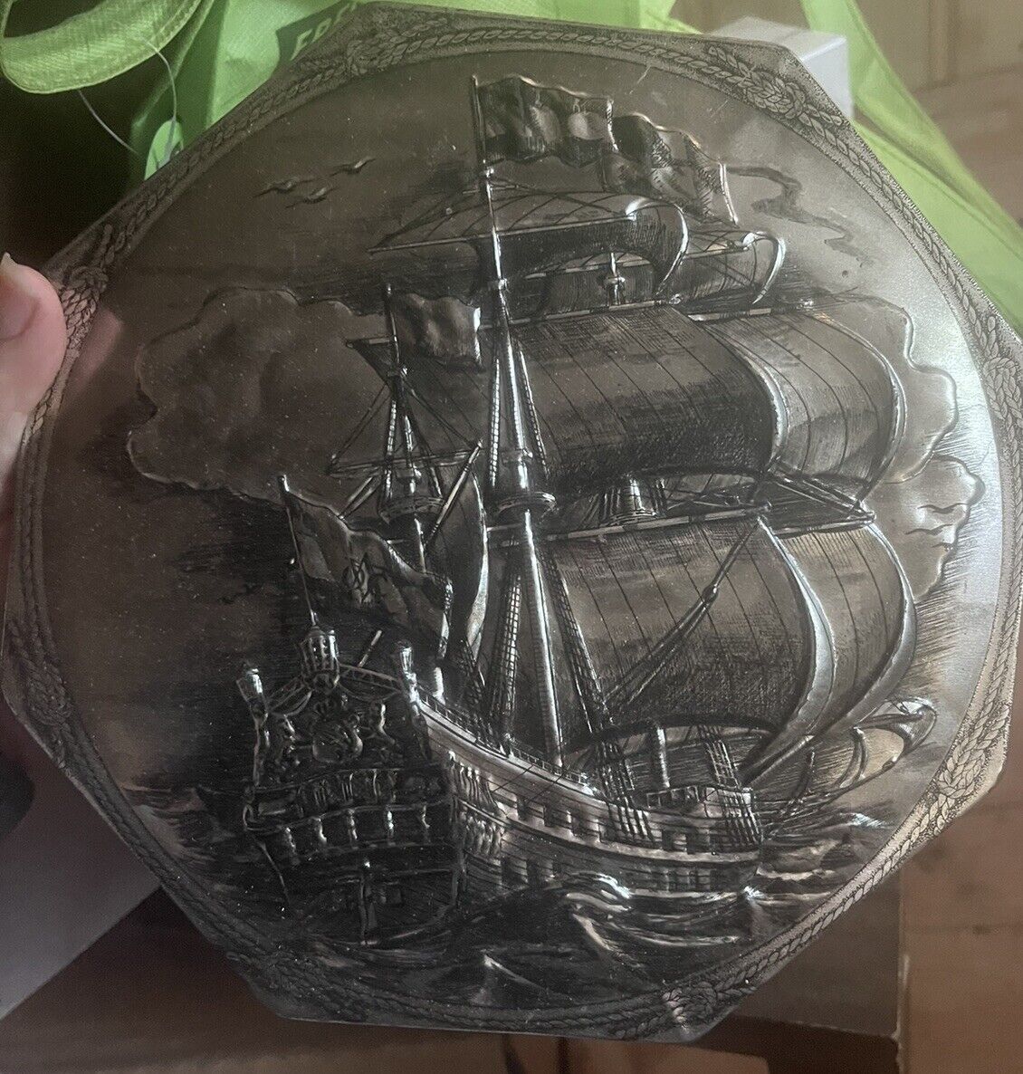 Victoria Biscuit Company Holland  Sailing Ship Octagon Tin