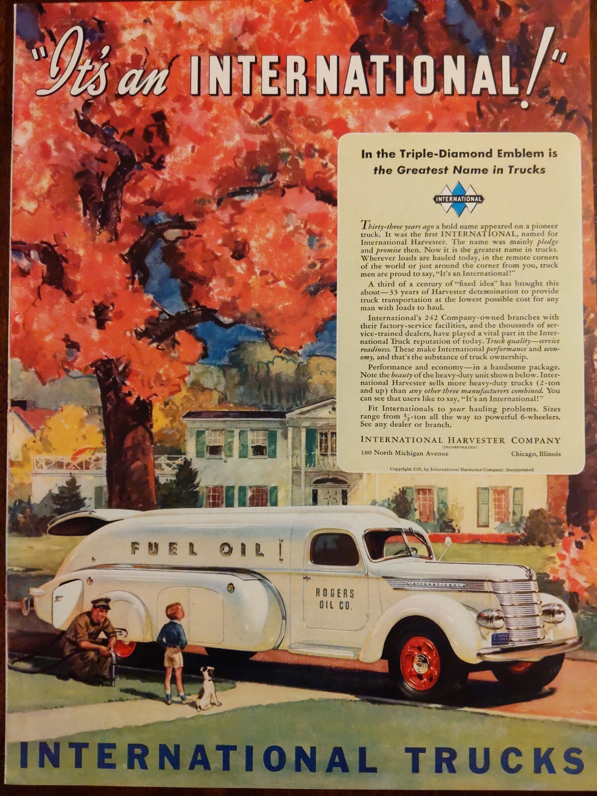 1939 vintage international trucks print ad. It\'s an international