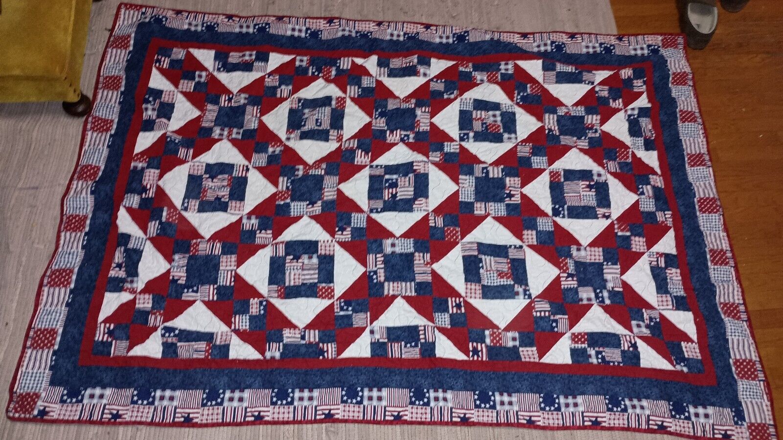  American Pacific Hancrafted Patchwork Quilt Throw Blanket 