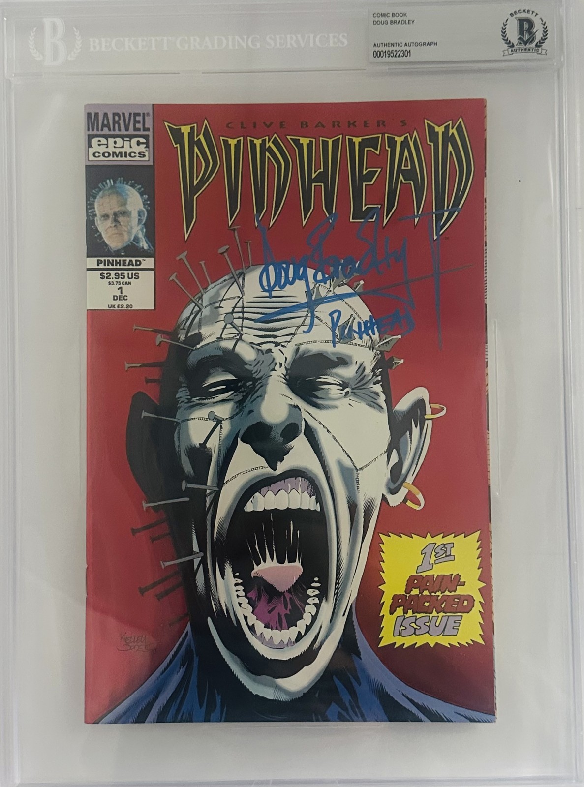 Doug Bradley Signed Clive Barker\'s Pinhead #1 foil embossed comic 1st print BAS