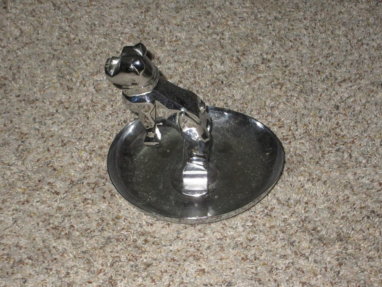 VTG Mack Truck Chrome Bulldog Hood Ornament Cigar Pipe Ashtray Patent #87931