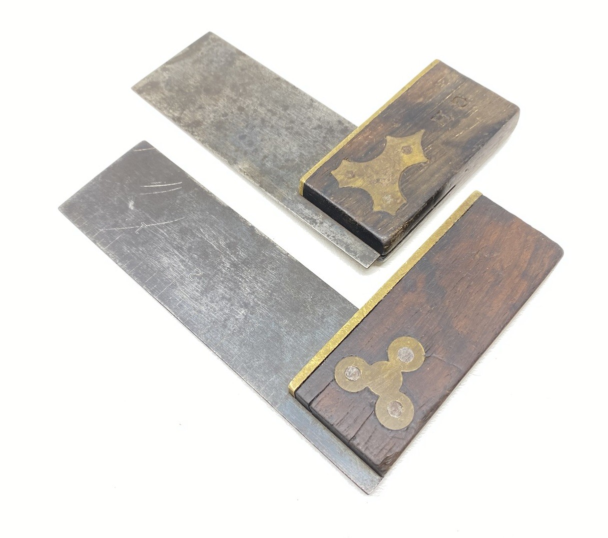 Vintage Small Rosewood & Brass Carpenter\'s Try Square Lot of 2 - 3\