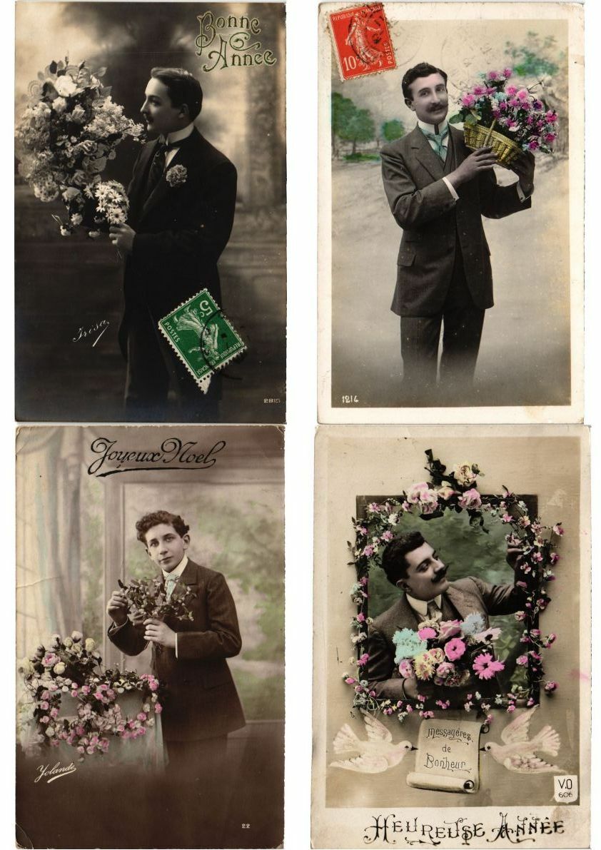 MAN GENTLEMEN GLAMOUR REAL PHOTO 300 Vintage Postcards Pre-1940 (L2455)
