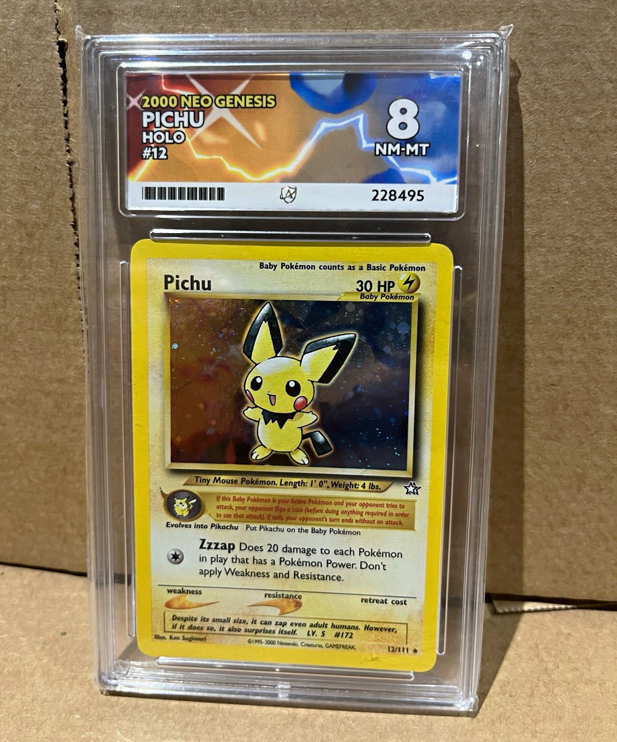 Pokémon ACE 8 2000 Pichu 12/111 Neo Genesis English Holo Pokémon TCG