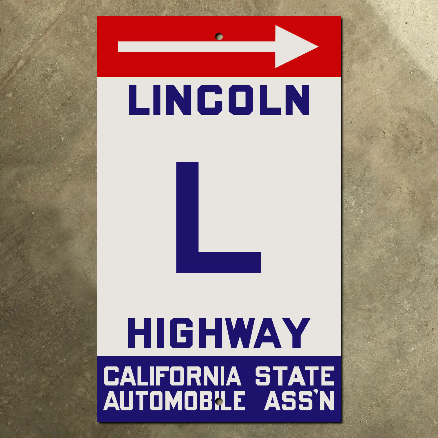 Lincoln Highway marker road sign CSAA California Nevada Utah