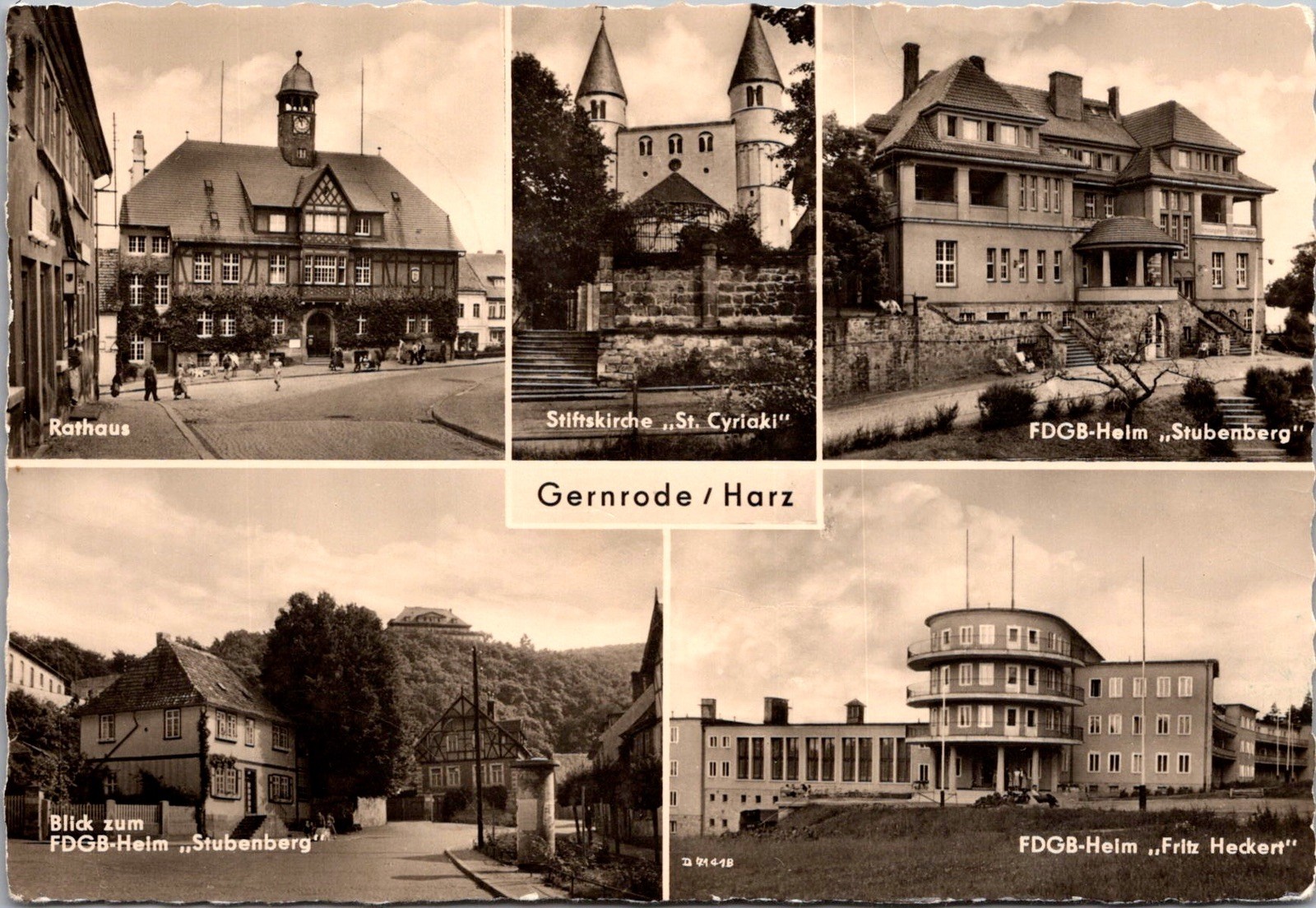 Views Rathaus Stiftskirche Fdgb-heim Buildings Stamp Real Photo RPPC Postcard