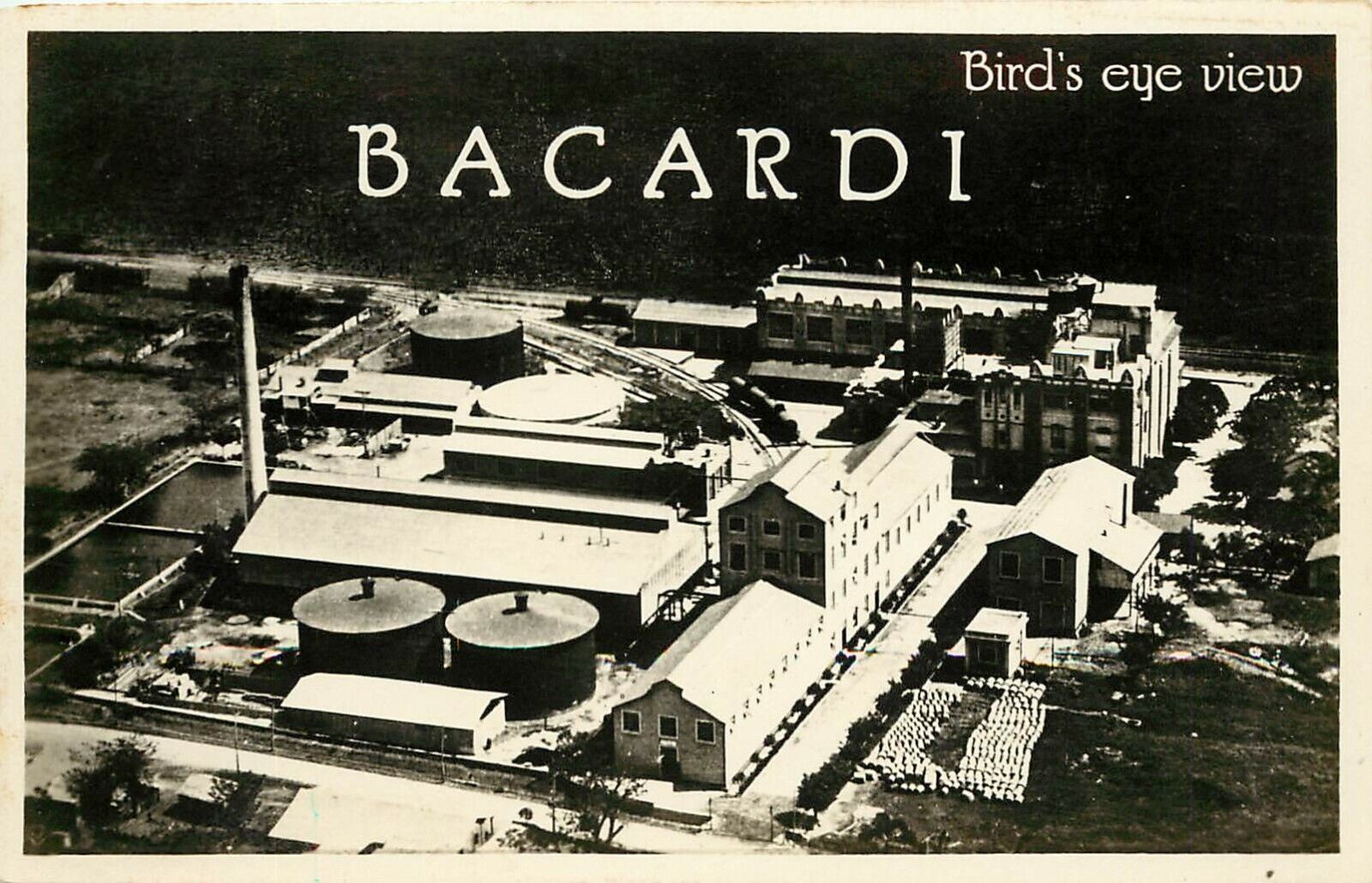 RPPC Advertising Postcard; Bacardi Rum Factory Santiago de Cuba Birdseye View 