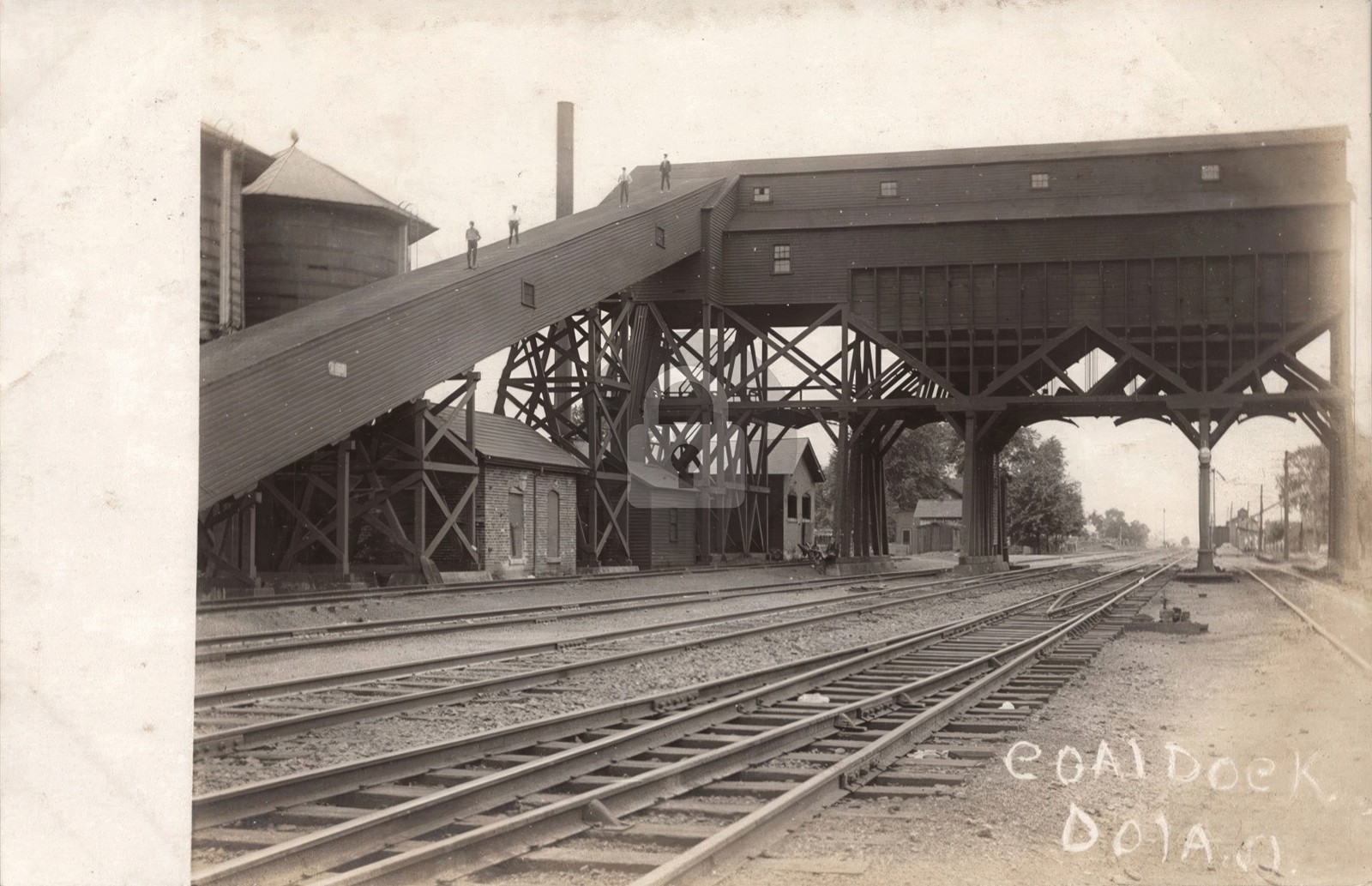 Rail road coal dock Dola Ohio 1908 RPPC Photo Postcard COPY Rail road coal dock Dola Ohio 1908 RPPC Photo Postcard COPY