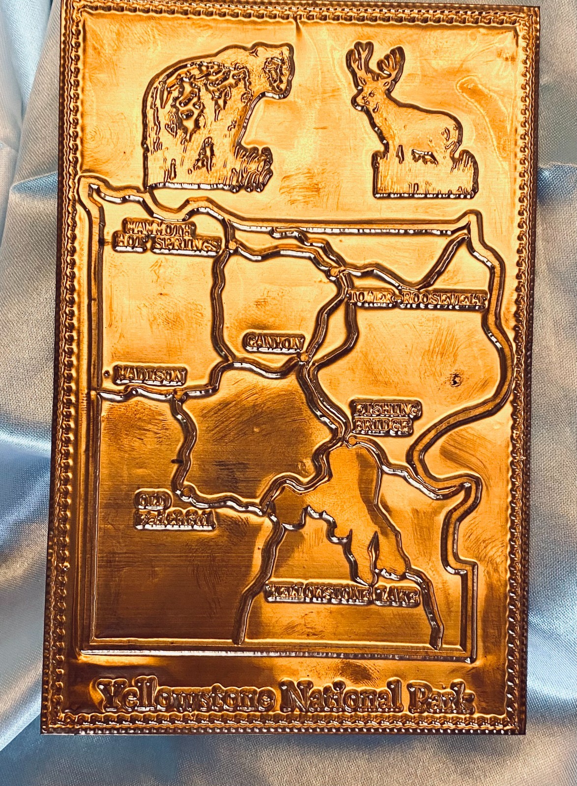 YELLOWSTONE NATIONAL PARK COPPER POSTCARD SOUVENIR BY KOPPER KARD