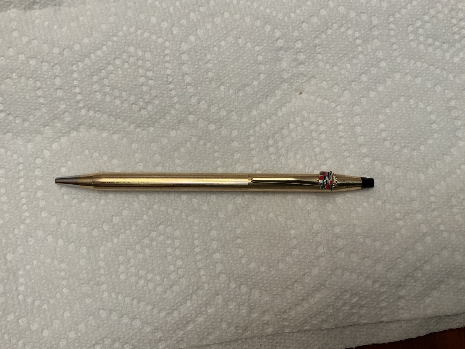 Vintage 10K Gold Filled CROSS Ball Point Pen With Cadillac Emblem Logo On Cap Vintage 10K Gold Filled CROSS Ball Point Pen With Cadillac Emblem Logo On Cap