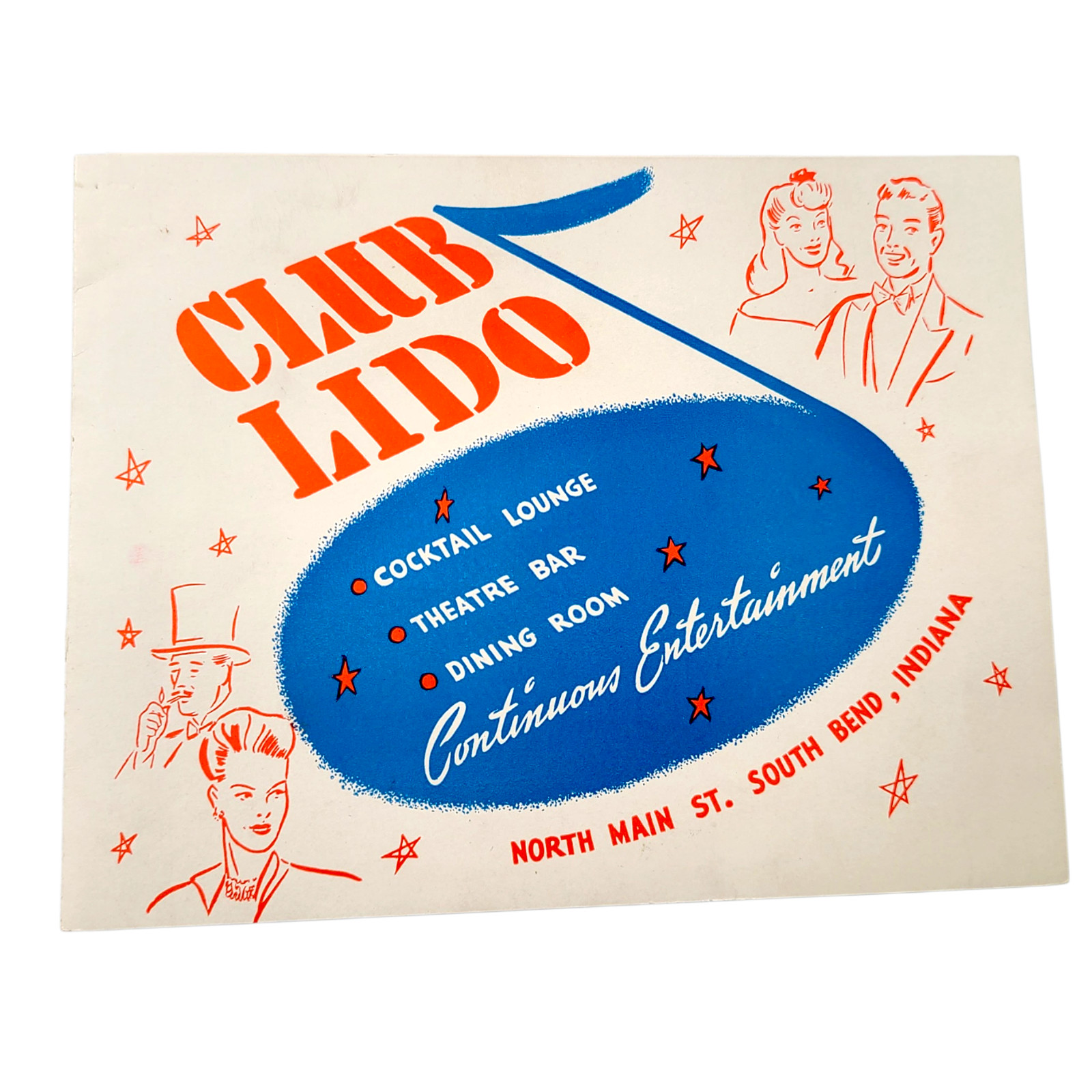 Vintage South Bend Indiana CLUB LIDO Souvenir Photo Nightclub 1940s Restaurant