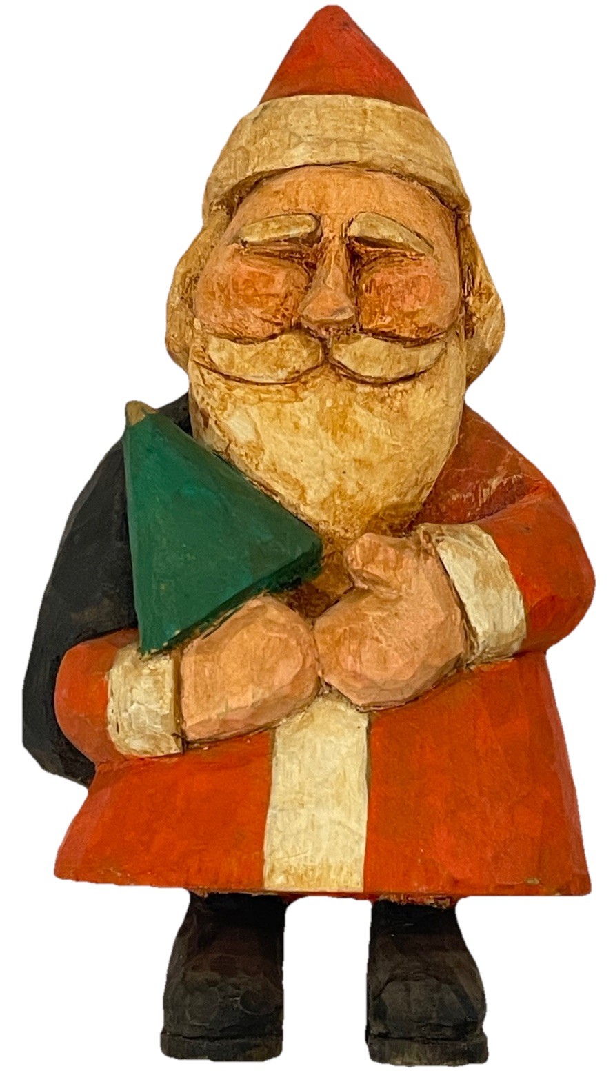Vtg 6”Christmas Folk Art Herb Breymaier-Style Carved Wood Santa Signed CO 12/93