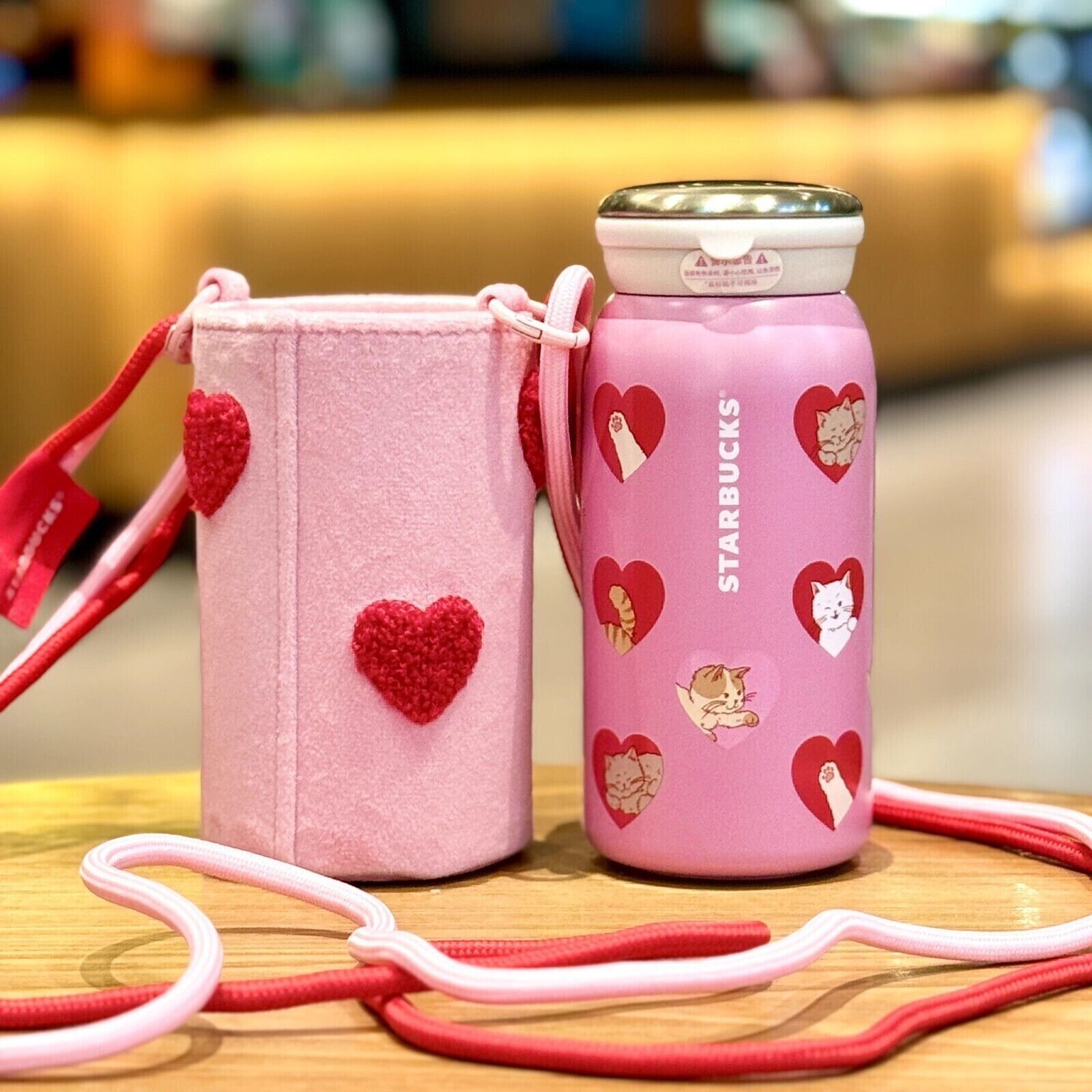 US stock 2024 China Starbucks Valentine's Day Pink Cat 12oz Cup authentic