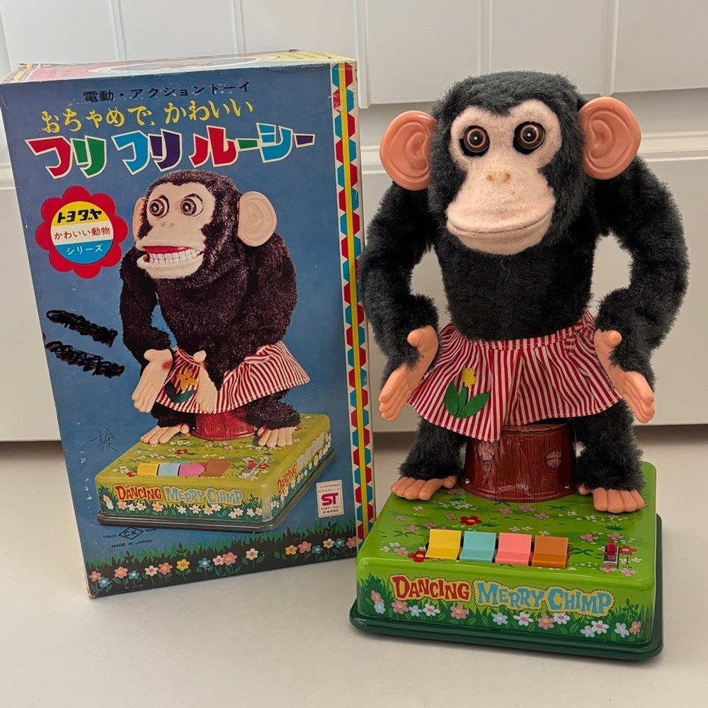 Vintage 1950's CK Dancing Merry Chimp Clapping Monkey Tin Toy Doll Japan Collect Vintage 1950's CK Dancing Merry Chimp Clapping Monkey Tin Toy Doll Japan Collect