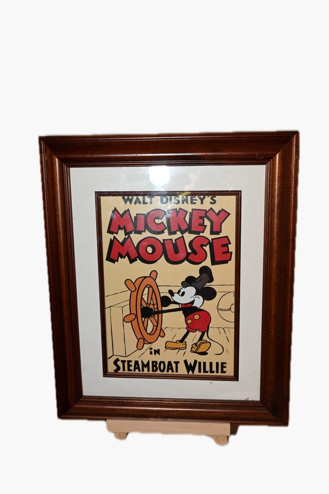 Walt Disney\'s Mickey Mouse Steamboat Willie Framed Print Poster Art Wood Frame